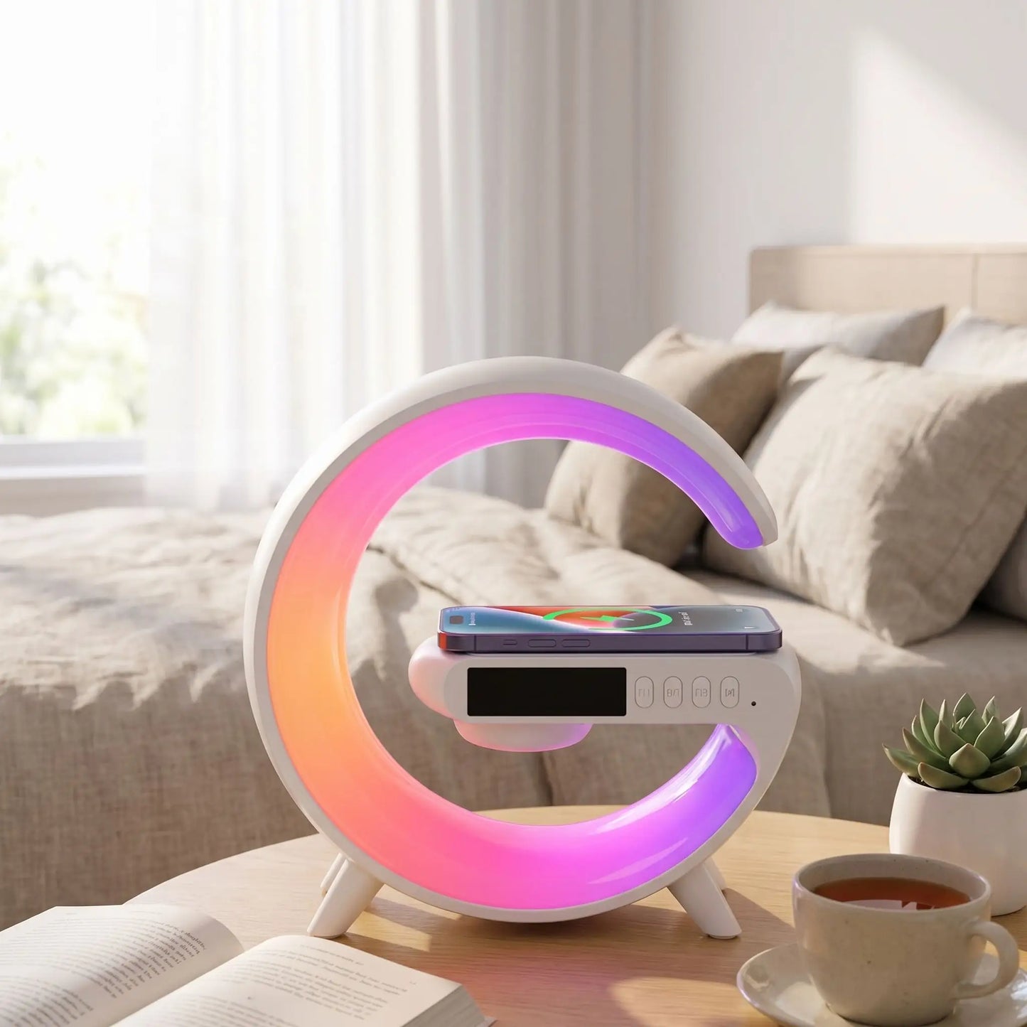 VEILLEUSE LED 4 en 1, BLUETOOTH AVEC CHARGE SANS FIL