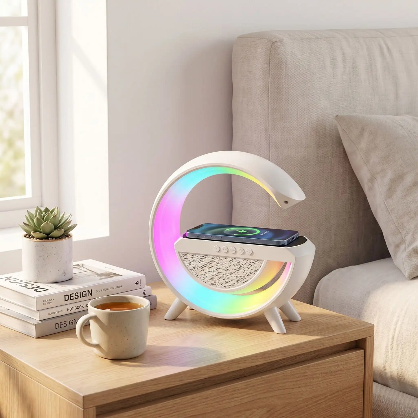 VEILLEUSE LED 4 en 1, BLUETOOTH AVEC CHARGE SANS FIL