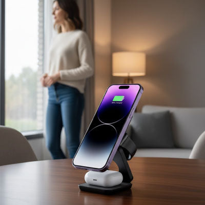 Chargeur sans fil 3 en 1, Station de charge magnétique pliable sans fil